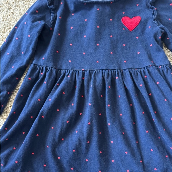 Carter’s Baby Girl Navy Heart Print Long-Sleeve Dress Polka dot  Size 24 Months - Picture 4 of 8